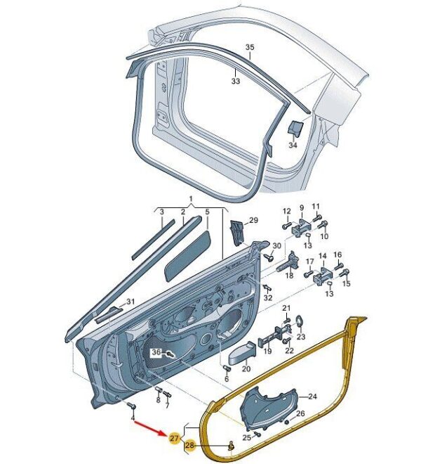 4S0837911A - AUDI R8 4S FRONT LEFT DOOR SEAL 4S0837911A NEW GENUINE