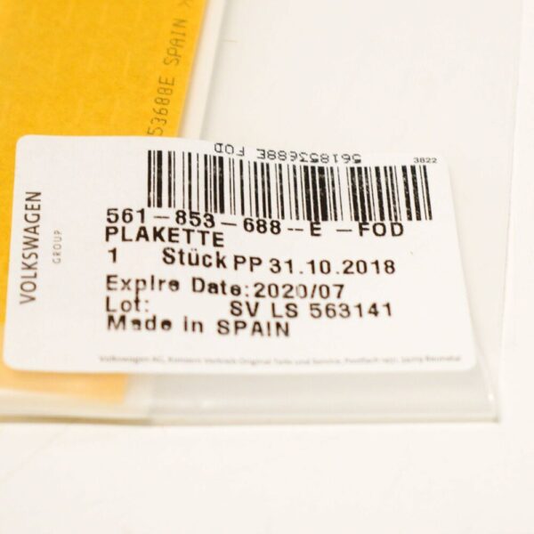 561853688EFOD - VW Passat B8 R-Line Front Left Fender Emblem Badge Trim 561853688EFOD NEW
