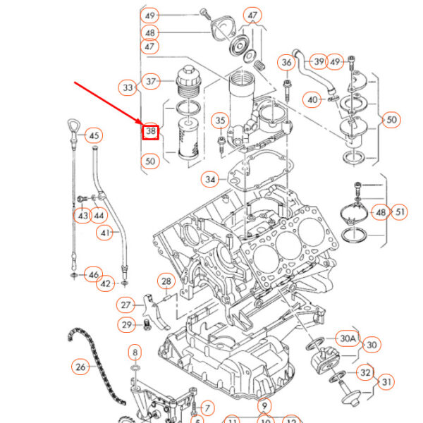 59115562 - NEW A4 B7 OIL FILTER ELEMENT WITH SEAL 059115562 ORIGINAL