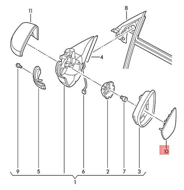 5C5857522G - NEW VW BEETLE CONVERTIBLE CABRIOLET KETTLE MIRROR GLASS CONVEX 5C5857522G GENUINE