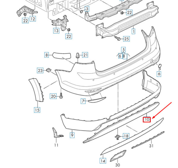 5GM807568G9B9 - NEW VW REAR DIFFUSER EXHAUST TAIL PIPE SATIN BLACK 5GM807568G9B9 ORIGINAL