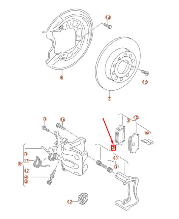 5K0615426 - Audi A3 8P caliper carrier rear right 5K0615426 NEW ORIGINAL