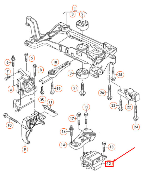 5N0199555K - NEW AUDI Q3 8U LEFT GEARBOX MOUNT 5N0199555K ORIGINAL