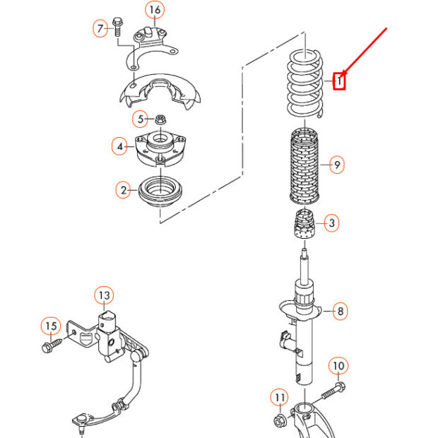 5N0411105AT - Audi Q3 8U Front Screw Spring 5N0411105AT NEW REAL