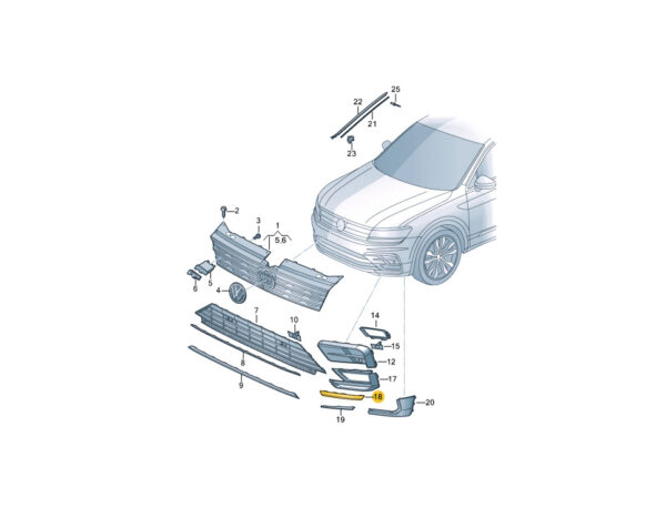 5NN853102GRU - NEW VW TIGUAN ALLSPACE 2018>> FRONT BUMPER RIGHT PRIMED TRIM 5NN853102GRU