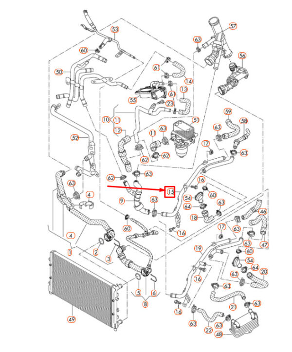 5Q0121070AF - NEW A3 8V COOLANT PIPE 5Q0121070AF ORIGINAL