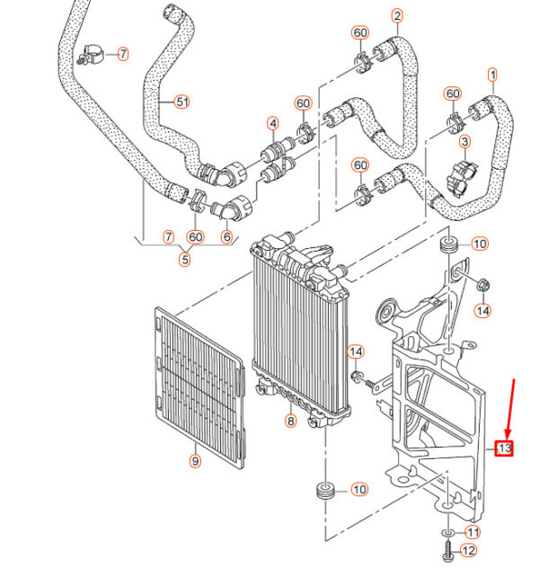 5Q0121093BF - NEW AUDI A3 8V LEFT AUXILIARY COOLANT COOLER BRACKET 5Q0121093BF