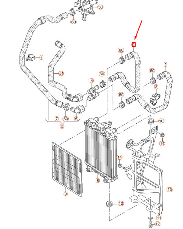 5Q0121101P - NEW AUDI A3 8V ENGINE RADIATOR COOLING HOSE 5Q0121101P
