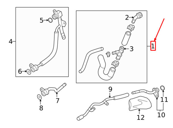 5Q0122101GS - New Audi VW ŠKODA COOLANT HOSE WITH QUICK CLUTCH 5Q0122101GS