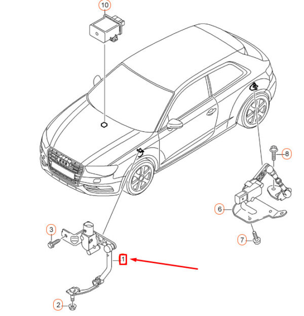 5Q0412522C - NEW AUDI A3 8V FRONT RIGHT LEVEL SENSOR WITH POLES 5Q0412522C OEM