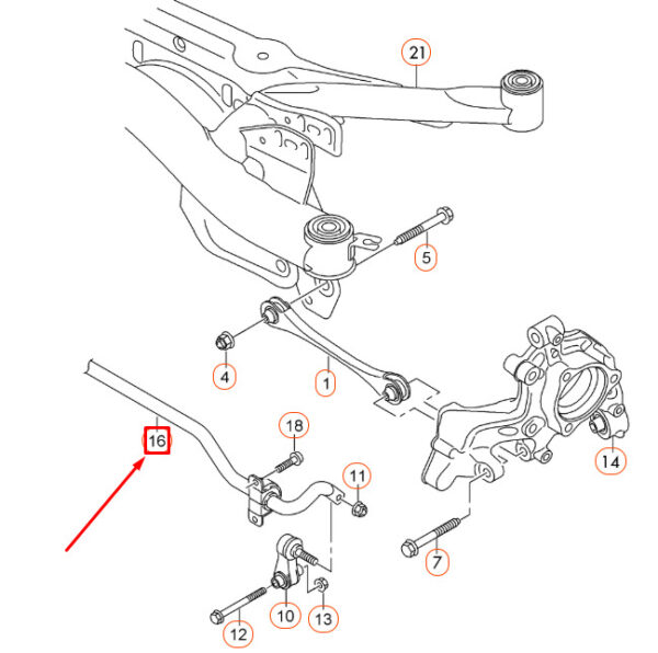 5Q0511305BD - NEW AUDI A3 8V REAR ANTI ROLL BAR 5Q0511305BD ORIGINAL