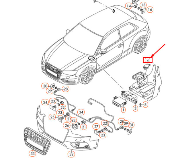 5Q0919279 - NEW AUDI A3 8V FRONT WARNING SUMMER TRANSMITTER 5Q0919279 ORIGINAL