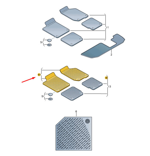 5QB06150282V - NEW VOLKSWAGEN TOURAN 5T MK2 FRONT FLOOR MAT SET LHD 5QB06150282V ORIGINAL