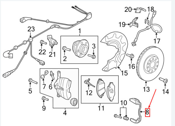 5QM615125B - NEW AUDI A3 SPORTBACK 8P FRONT LEFT CALIPER CARRIER 5QM615125B ORIGINAL