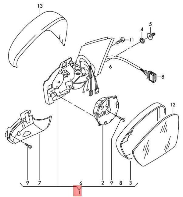 6C1857508A9B9 - NEW EXTERIOR MIRROR HOUSING FOR VEHICLES WITH EXTERIOR MIRRORS 6C1857508A9B9