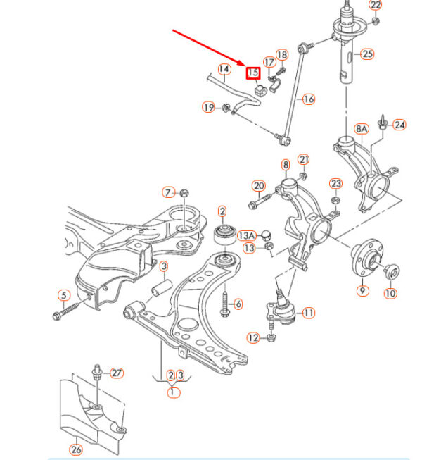 6Q0411314R - NEW AUDI A1 MK1 HEAD GUIDE RUBBER CASE 6Q0411314R ORIGINAL