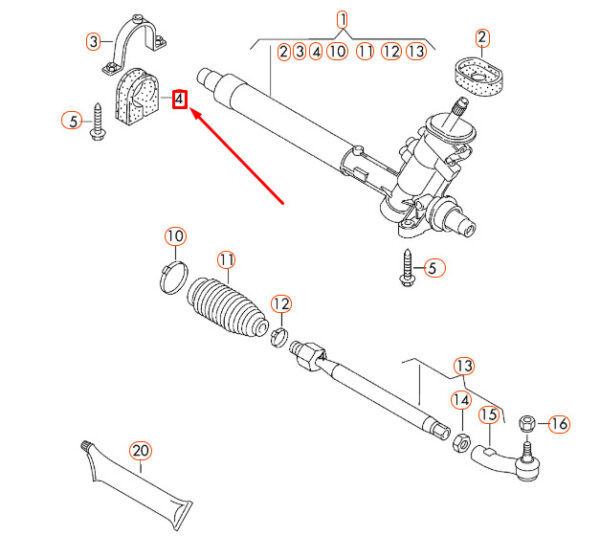 6Q0423884B - NEW AUDI A1 8X STEERING RACK RUBBER BUSH 6Q0423884B
