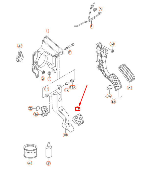 6Q0723173A01C - NEW AUDI A1 8X BRAKE PEDAL PAD 6Q0723173A01C OEM