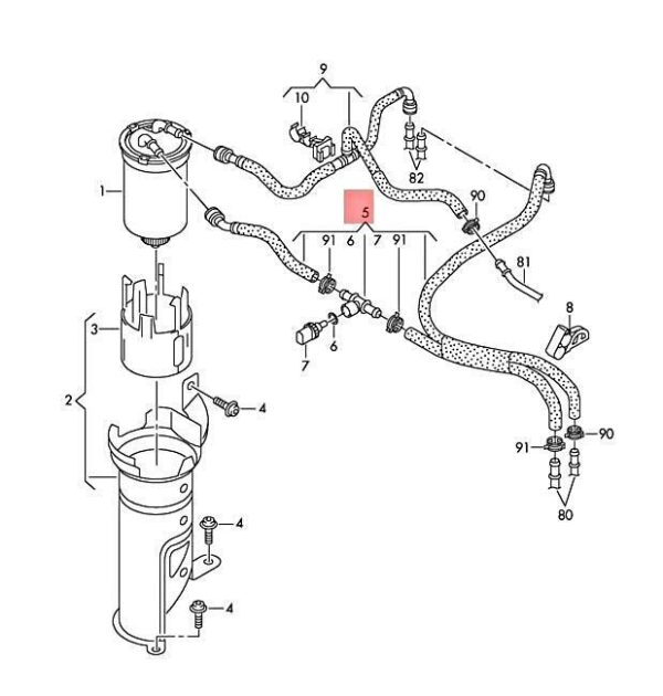 6R0130307P - NEW VW SEAT SKODA POLO DERBY VENTO-IND FUEL LINE 6R0130307P ORIGINAL