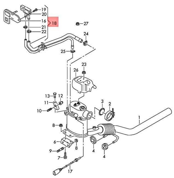 6R0131552N - NEW AUDI A1 8X1 CONTROL LINE WITH PRESSURE DIFFERENCE SENDER 6R0131552N ORIGINAL