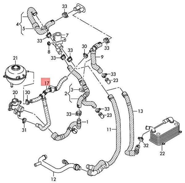 7E0122447C - VOLKSWAGEN TRANSPORTER T6 coolant hose 7E0122447C NEW original