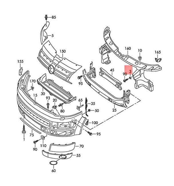7E0805233A - NEW SECURING BRACKET CENTRE LEFT VW CAMPMOBILE TYP2 TRANSP. LT 7E0805233A