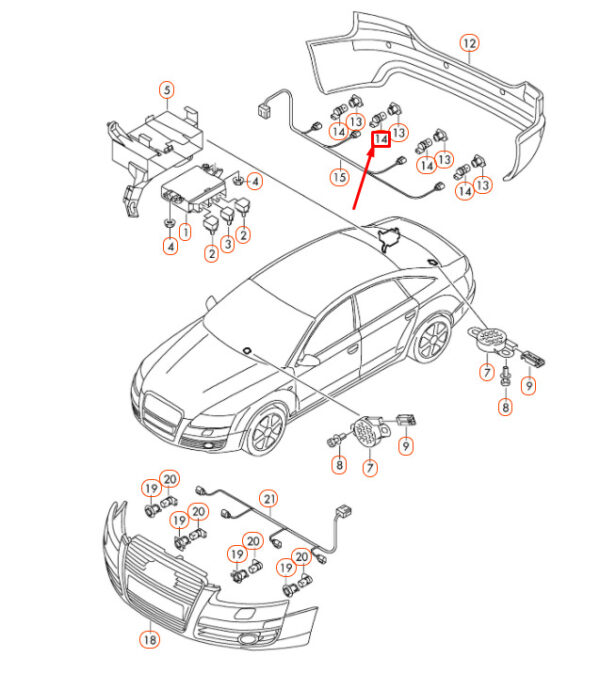 7H0919275EGRU - NEW AUDI A6 C6 REAR PARKING AID ULTRASOUND SENSOR 7H0919275EGRU ORIGINAL