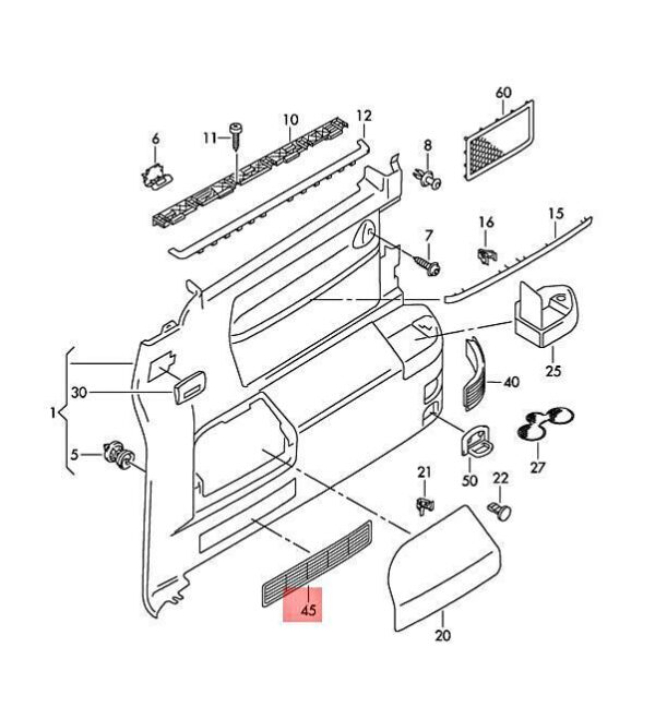 7H586847930T - NEW VW TRANSPORTER 7EA 7EB 7EF VENT TRIM CLASSIC GREY GREY 7H586847930T ORIGINAL