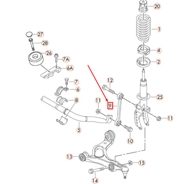 7L0411317 - NEW AUDI Q7 4L FRONT STABILIZER CONNECTION CLUTCH ROD 7L0411317 ORIGINAL