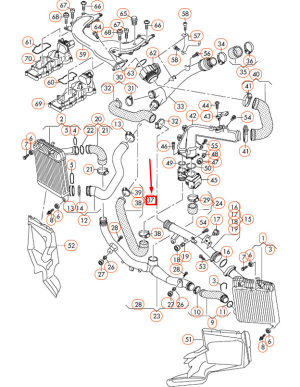 7L6145790J - NEW AUDI Q7 4L CHARGE AIR COOLER PRESSURE HOSE 7L6145790J ORIGINAL