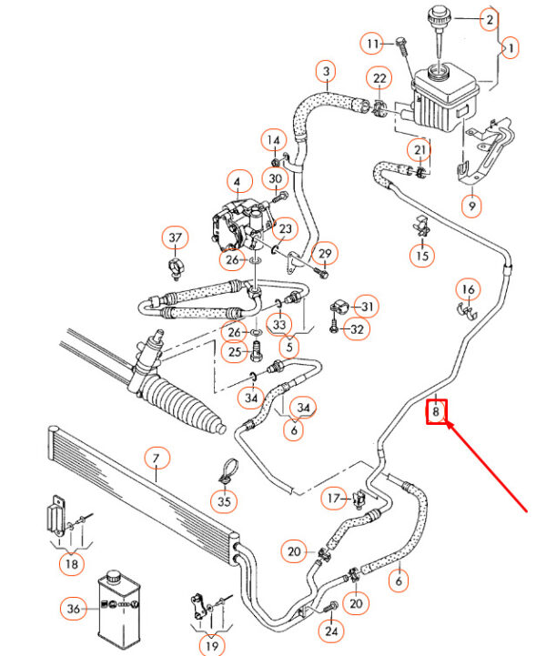 7L8422890 - NEW AUDI Q7 4L POWER STEERING RETURN HOSE 7L8422890 ORIGINAL