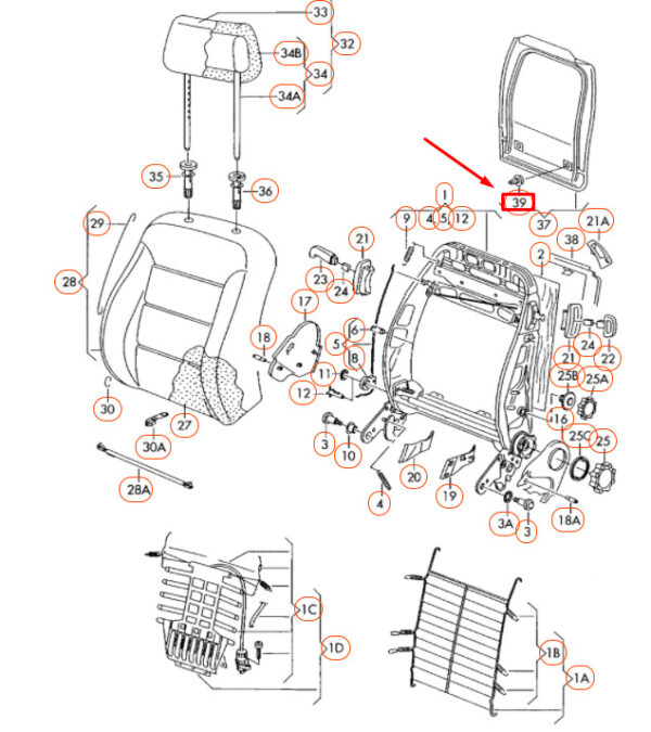 7M0867299K - NEW AUDI A3 8L FRONT SEAT REAR LOWER CLIP 7M0867299K GENUINE