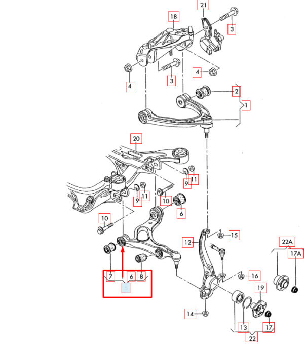 7P0407152E - NEW AUDI Q7 4L FRONT LOWER RIGHT SIDE WISHBONE 7P0407152E OEM 2015