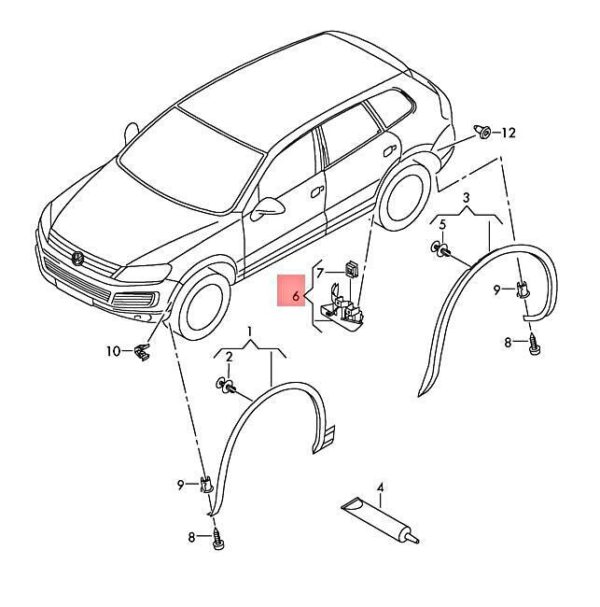 7P6854855 - VW TOUAREG 7P MK2 REAR LEFT WHEEL COVER MUDGUARD 7P6854855 NEW GENUINE