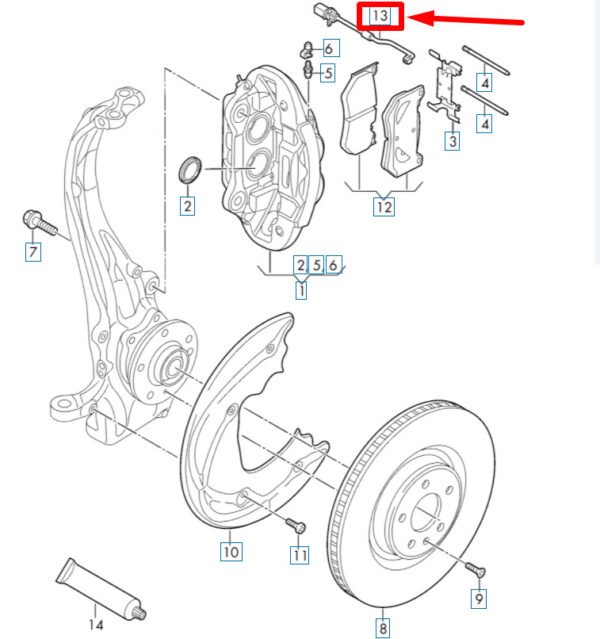 80A615121A - Audi Q5 FY Brake Pad Wear Sensor Front Left 80A615121A NEW GENUINE