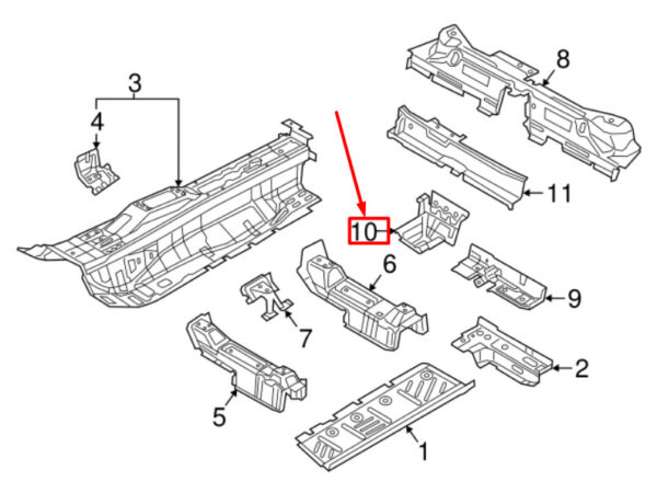80A802163ASTL - NEW AUDI Q5 80A LEFT FLOOR PAN REINFORCEMENT 80A802163ASTL ORIGINAL