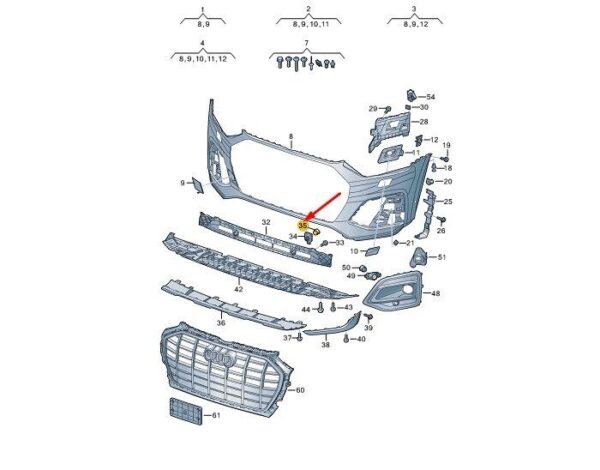 80A807007 - AUDI Q5 FY Front Bumper Center Cover 80A807007 NEW GENUINE