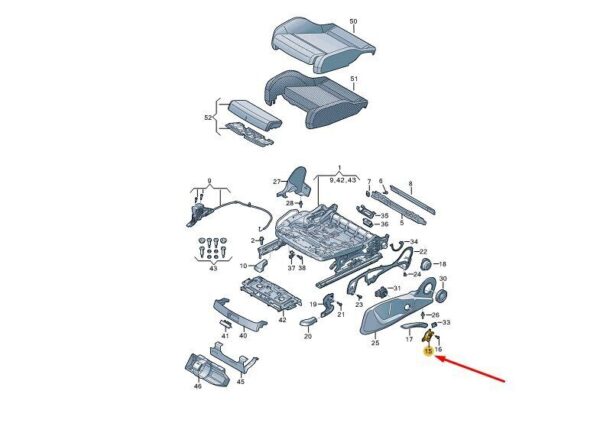 80A881094A - AUDI Q5 FY Front Right Seat Height Adjust. Operat. Lever 80A881094A NEW GENUINE