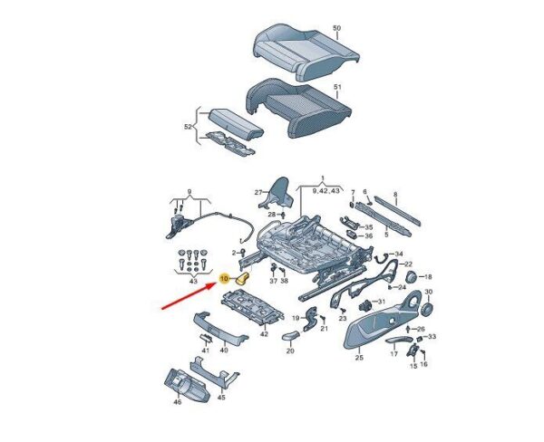 80A881232DS2 - AUDI Q5 FY Front Right Seat Longit. Adjustm. Handle 80A881232DS2 NEW GENUINE