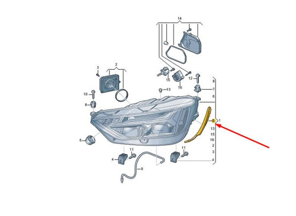 80A941191A - AUDI Q5 FY Headlamp Left Sealing Frame 80A941191A NEW GENUINE