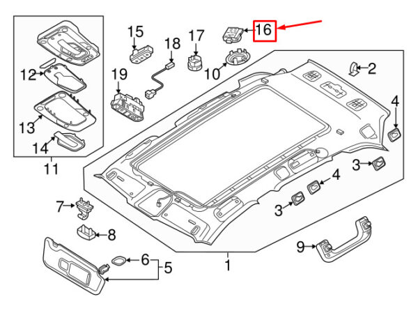 80A947291B - Audi A6 C8 interior reading light 80A947291B NEW ORIGINAL