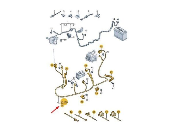 80A971228AF - AUDI Q5 FY Starter And Alternator Wiring Set 80A971228AF NEW GENUINE