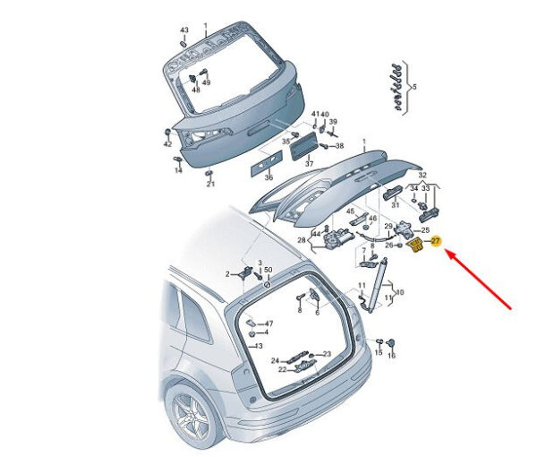 80F827520 - AUDI Q5 FY Rear Lid Lock Cover 80F827520 NEW GENUINE