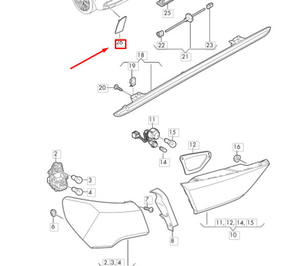 82A945105A - NEW AUDI A1 GB REAR LEFT BUMPER LIGHT REFLECTOR S-LINE 82A945105A ORIGINAL