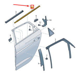 82G839478 - Audi A1 GB door window opening gasket rear right outside 82G83978 NEW ORIGINAL