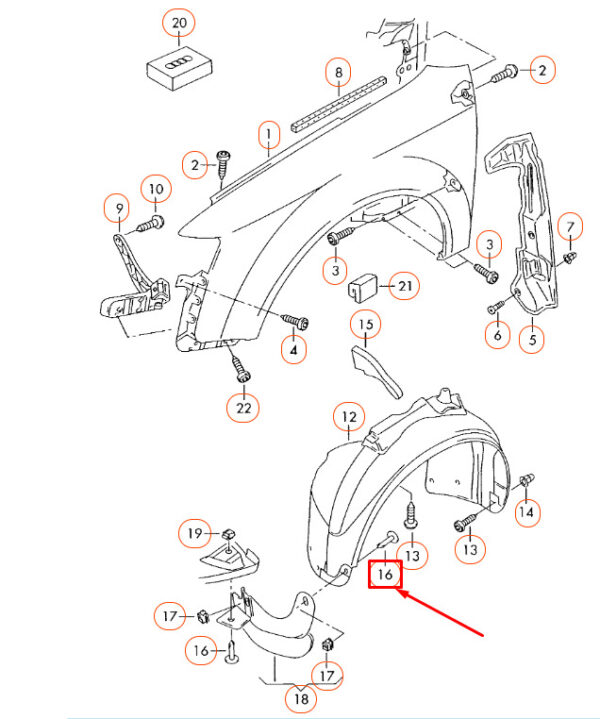 8D0805121 - NEW AUDI A4 B6 FRONT WHEELHOUSE SHELL GRIP PIN 8D0805121