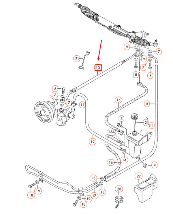 8D1422893AL - NEW AUDI A4 B5 POWER STEERING HOSE LHD 8D1422893AL ORIGINAL