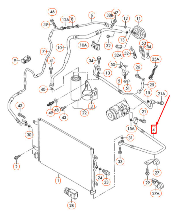 8E0260701BS - NEW AUDI A4 B7 A / C COOLANT HOSE 8E0260701BS ORIGINAL