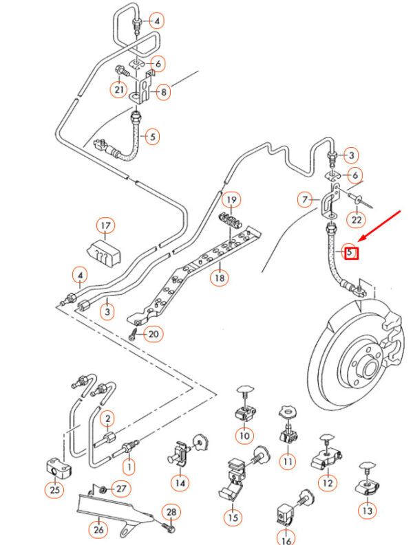 8E0611775N - NEW A4 B7 REAR BRAKE HOSE 8E0611775N GENUINE