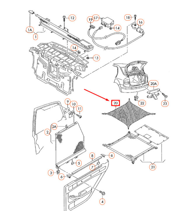 8E5861869AMRY - NEW AUDI A4 B7 LUGGAGE NET 8E5861869AMRY ORIGINAL
